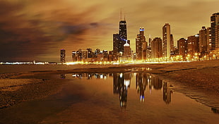 reflection landscape photography of Willis tower HD wallpaper